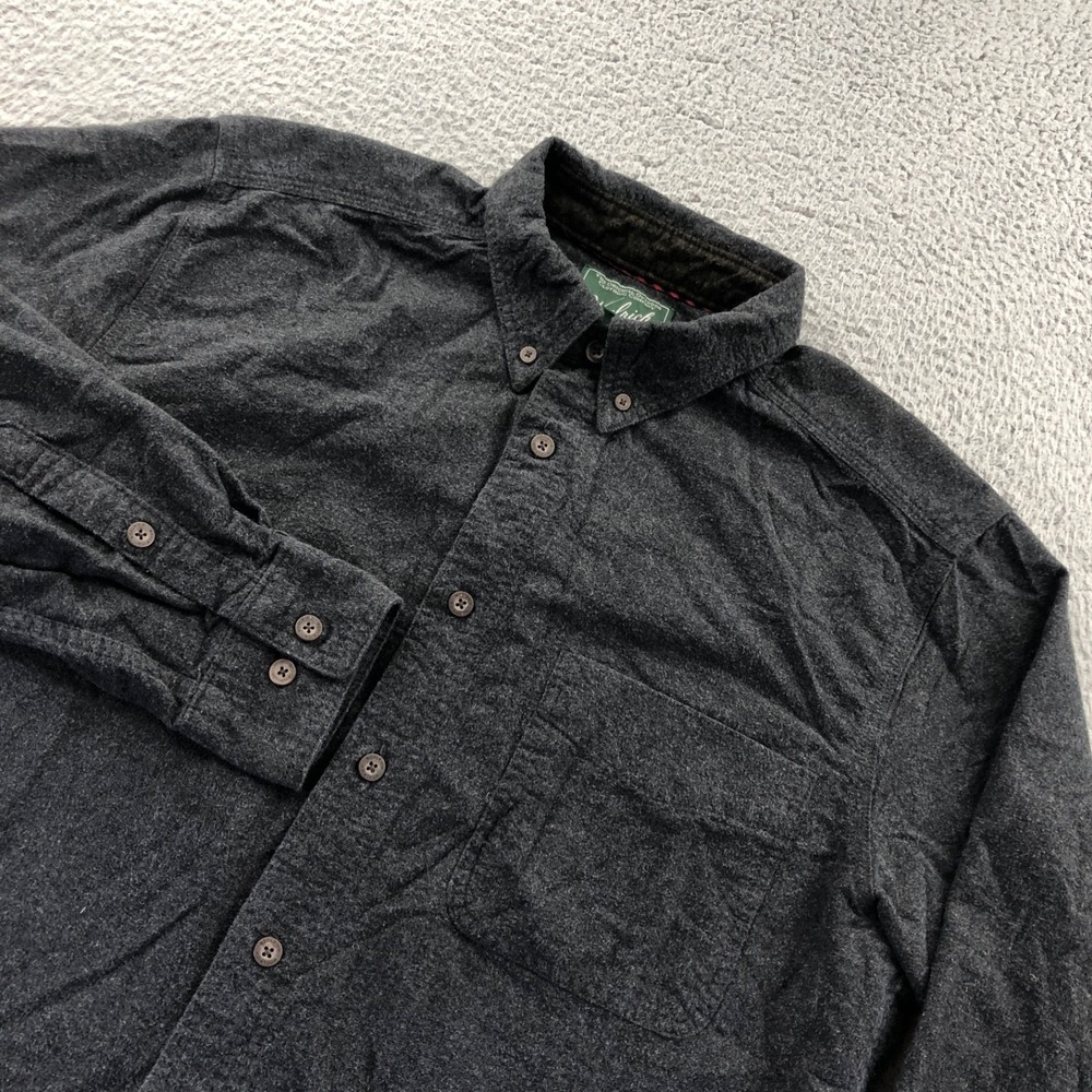 Woolrich Shirt Mens Medium Charcoal Gray Heather Flannel Long Sleeve Button Down